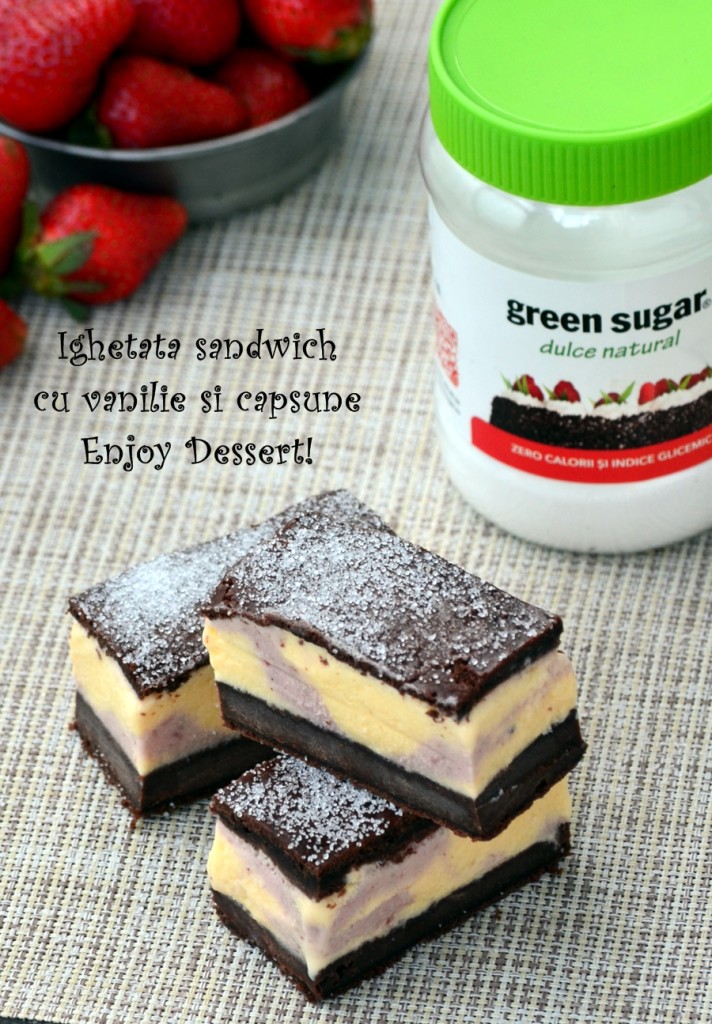Inghetata sandwich cu vanilie si capsune – fara zahar
