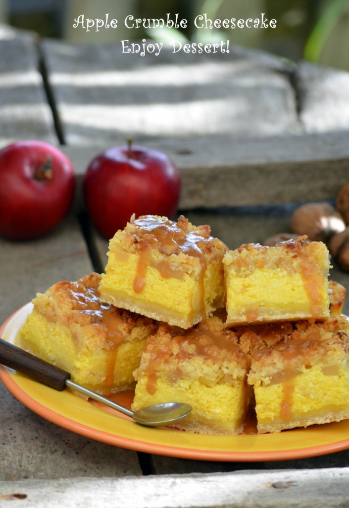 Prajitura cu branza de vaci, mere si crumble