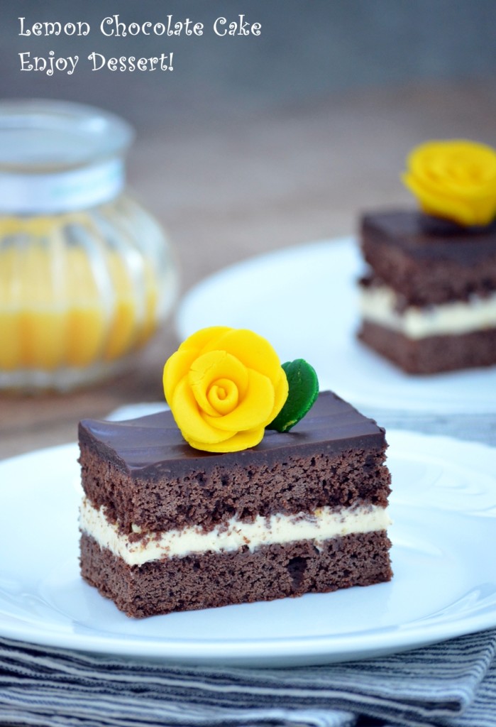 Prajitura cu ciocolata si crema de lamaie