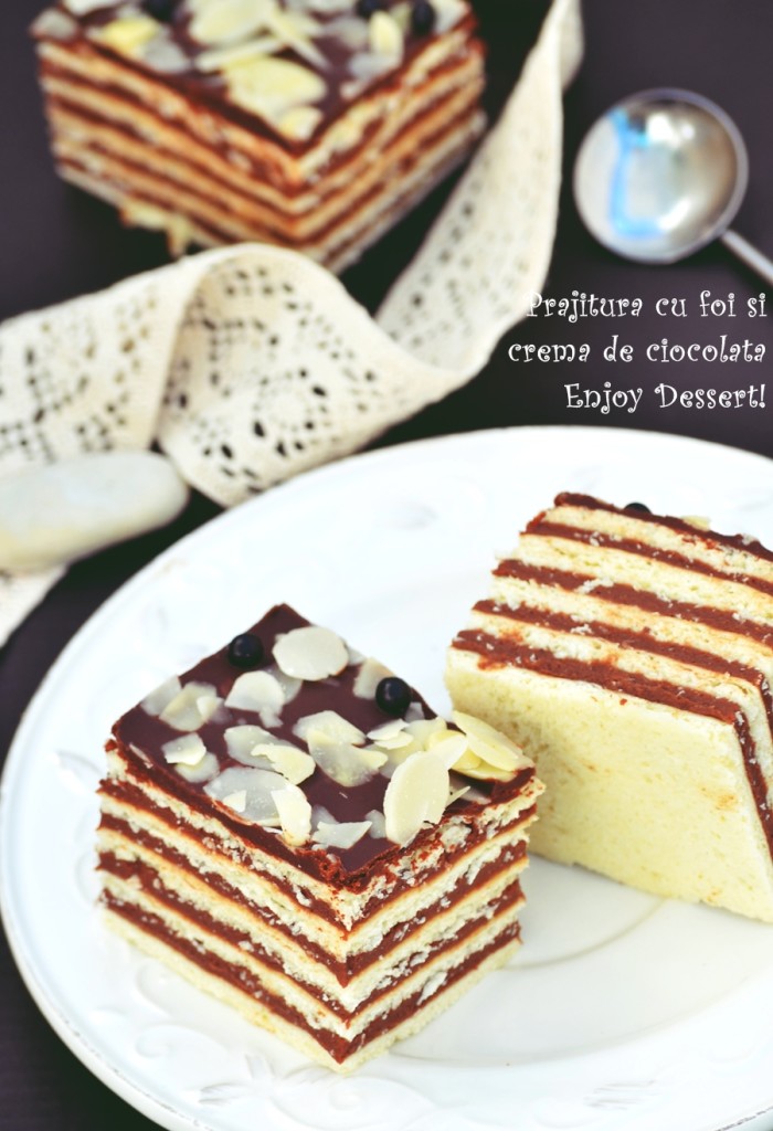 Prajitura cu foi si crema de ciocolata