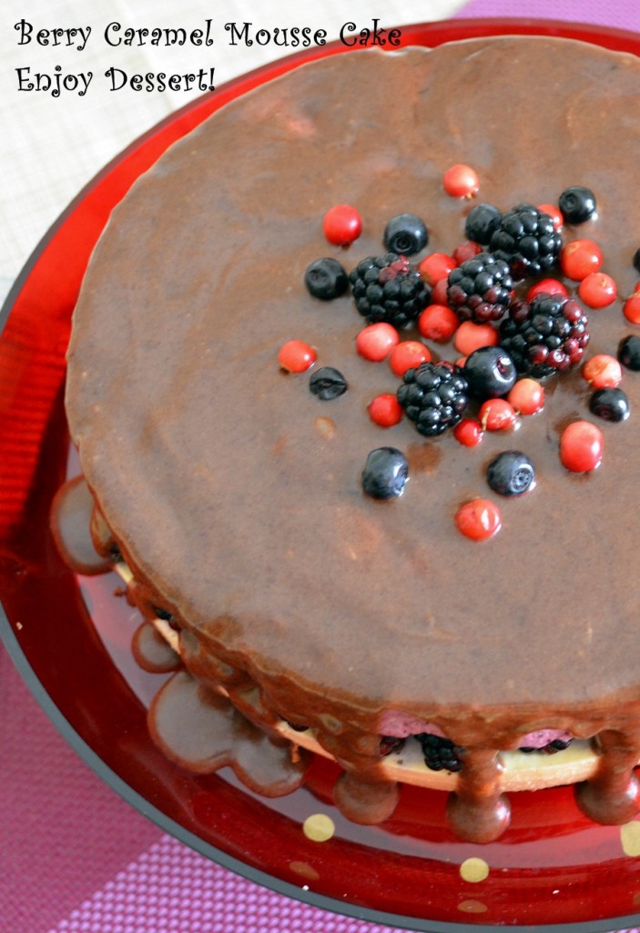 Tort cu mousse de fructe de padure si caramel