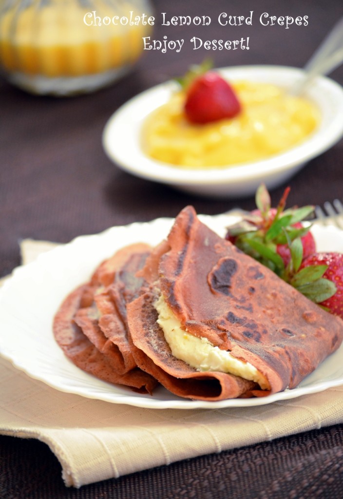 Clatite de ciocolata cu crema de branza si lemon curd