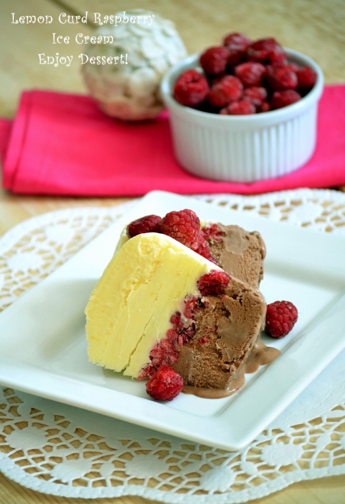 Inghetata cu lemon curd, zmeura si ciocolata