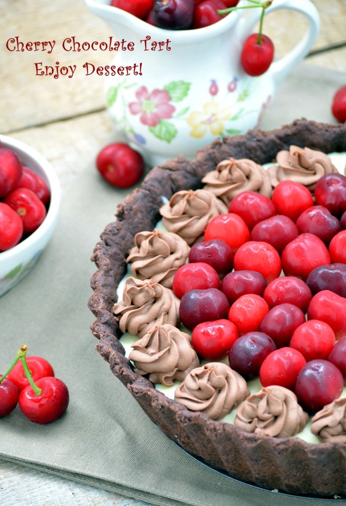 Tarta cu cirese si ciocolata alba