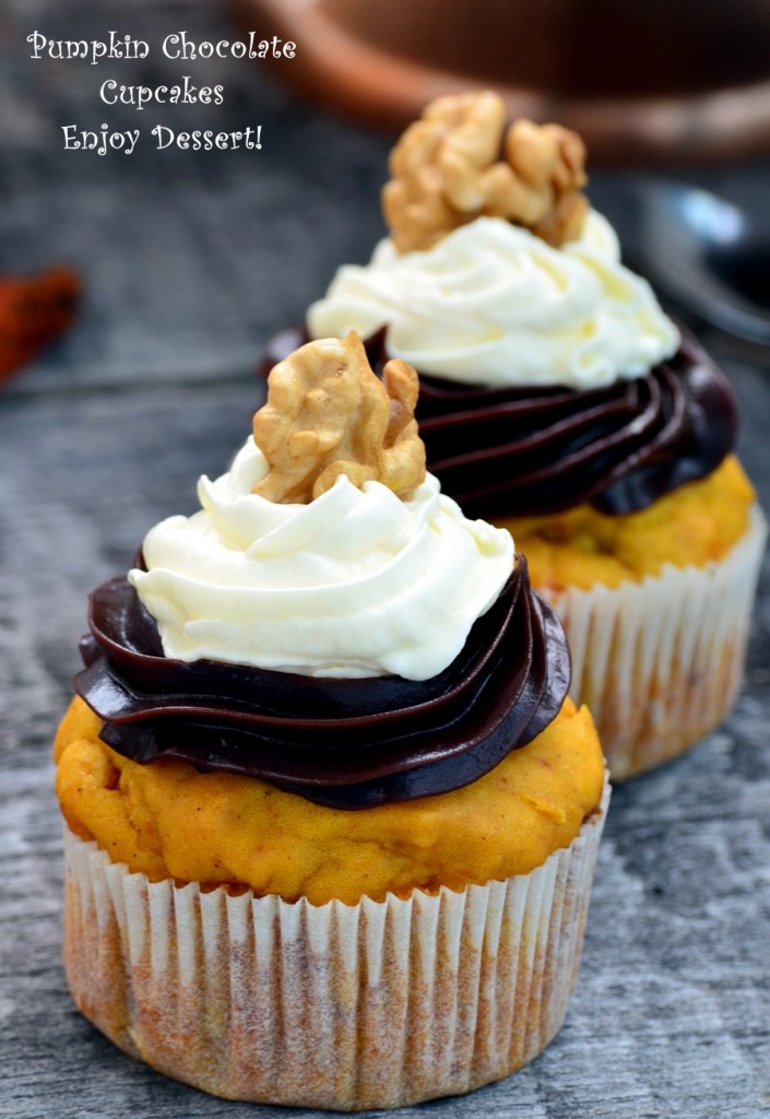 Cupcakes cu dovleac si ciocolata