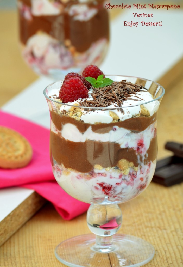 Verine cu ciocolata, menta, iaurt si zmeura