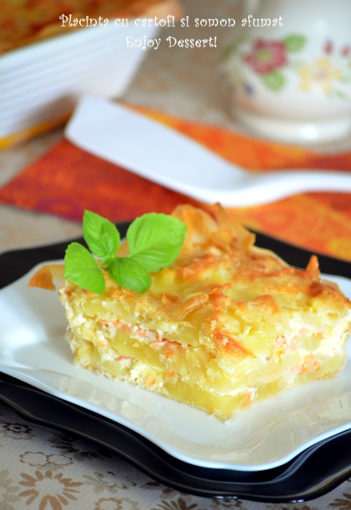 Placinta cu cartofi si somon afumat